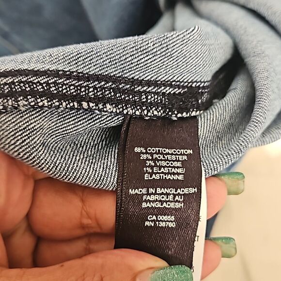 RW&CO. Men's Denim Button-Down Oversized Jean Shirt XL Dark Blue Washed - Picture 13 of 16